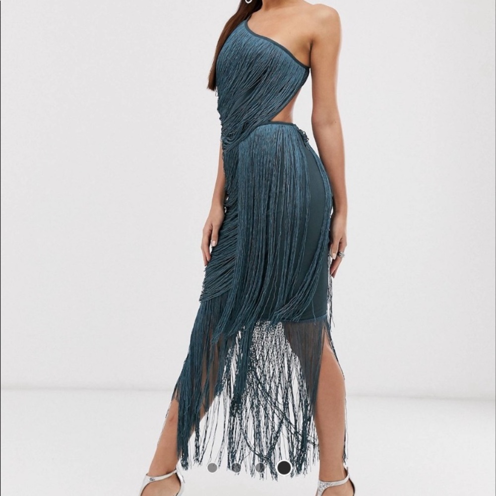 ASOS backless fringe dress